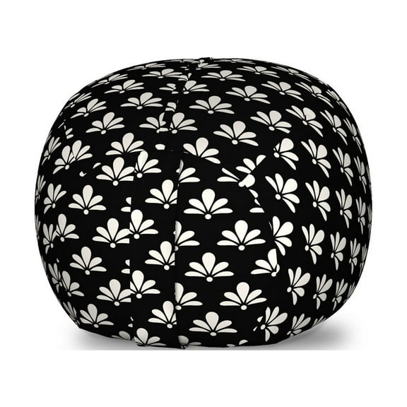 Art Deco Storage Toy Bag Chair, Simple and Nostalgic Minimal Motif in Retro Style on Dark Background, Stuffed Animal Organizer Washable Bag, Large Size, Charcoal Grey and Ivory, by Ambesonne