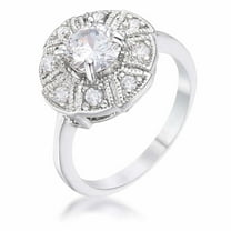 Art Deco Style Halo Diamond Dome Ring 2.3 Ct Diamond 14K White Gold Over