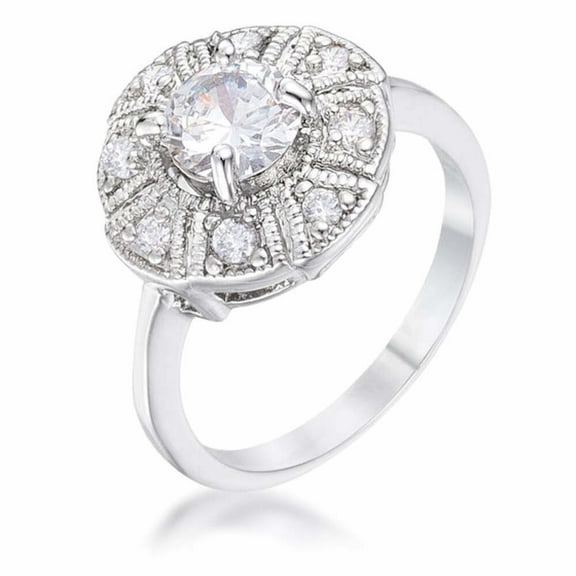 Art Deco Style Halo Diamond Dome Ring 2.3 Ct Diamond 14K White Gold Over