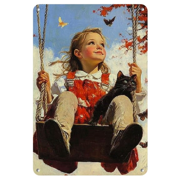 Art Deco Style Iron Wall Art Panel, 8x12 Inch Vintage Oil Painting Inspired Metal Tin Sign, Anti-Bending, Multipurpose Wall Hanging for Home, Living Room, Bathroom, Bedroom, Garden, Dining, Bar, Cafe