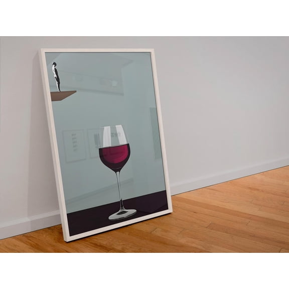 Art Deco Style Wine Illustration Wooden Wall Art Ready to Hang, Unframed Paper Print Size 8x12