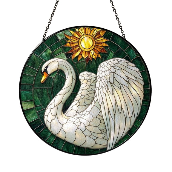 Art Deco Swan Glass Window Hanging – Decorative Bird Art