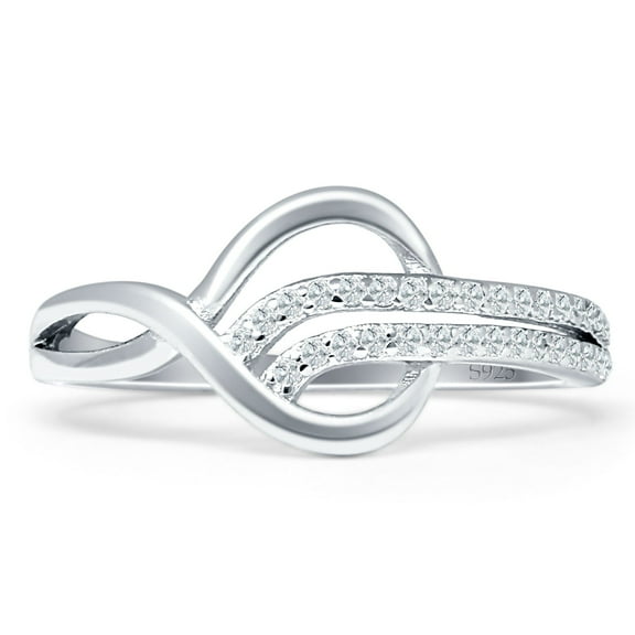 Art Deco Swirl Infinity Cubic Zirconia Ring 925 Sterling Silver Size 4