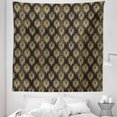 thumbnail image 1 of Art Deco Tapestry, Jazz Era Inspired Vertically Aligned Peacock Feather Drawing Style, Fabric Wall Hanging Decor for Bedroom Living Room Dorm, 5 Sizes, Pale Orange Dark Brown, by Ambesonne, 1 of 1