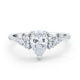 thumbnail image 1 of Art Deco Teardrop Pear Wedding Ring Round Cubic Zirconia 925 Sterling Silver Size 9, 1 of 5