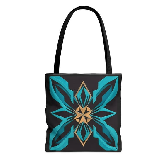 Art Deco Tote Bag, Retro Glamorous Blue Gold Black Shoulder Purse Handbag, Vintage Style Shopping Bag, Chic Carryall, Fashionable Market
