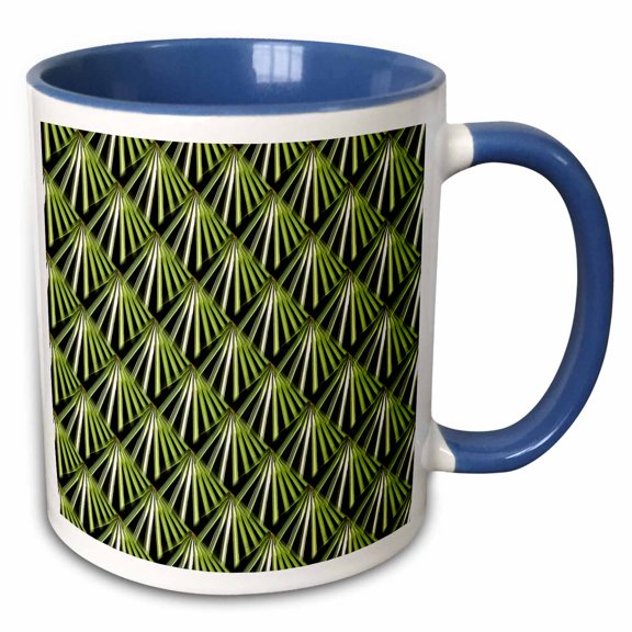 3drose, Art Deco Tropical Beach Palm Vacation Green Cut Out, 11oz Two-tone Blue Mug