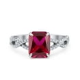 thumbnail image 1 of Art Deco Twisted Shank Infinity Emerald Cut Ruby CZ Ring Band 925 Sterling Silver Size 7, 1 of 5