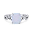 thumbnail image 1 of Art Deco Twisted Shank Lab Created White Opal Ring Band 925 Sterling Silver Size 7, 1 of 5
