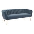 thumbnail image 1 of ZUO Deco Modern Polyester Velvet and Stainless Steel Sofa in Gray & Gold, 1 of 13