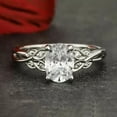 thumbnail image 1 of Art Deco Vintage 1.5Ct Oval Lab Created Diamond 14K White Gold Plated Silver Wedding Ring 925 Sterling SIlver, 1 of 4
