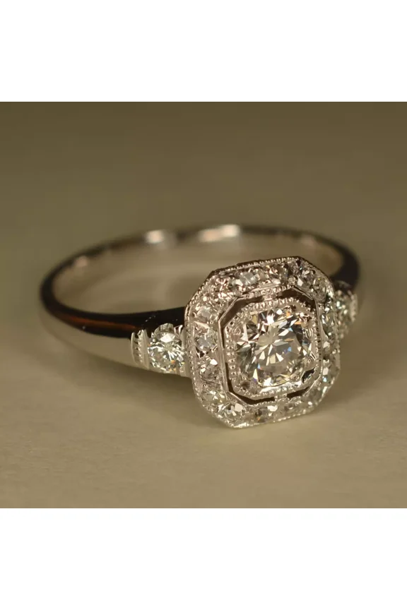 Art Deco Vintage 2.00Ct Round Cut Lab-Created Diamond Engagement Ring - 925 Silver