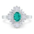 thumbnail image 1 of Art Deco Vintage Oval Halo Ring Paraiba Tourmaline CZ 925 Sterling Silver Size 7, 1 of 5
