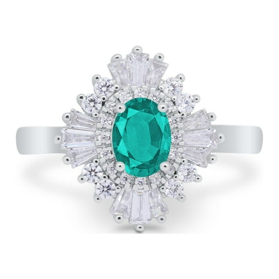 Art Deco Vintage Oval Halo Ring Paraiba Tourmaline CZ 925 Sterling Silver Size 7