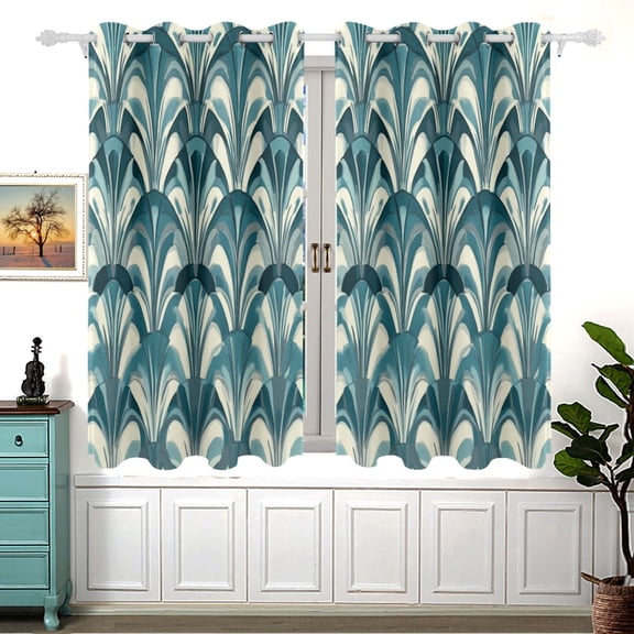 Art Deco Wallpaper Patterns Blackout Curtains for Living Room Bedroom 55W x 54L Insulated Window Drapes 2 Panels