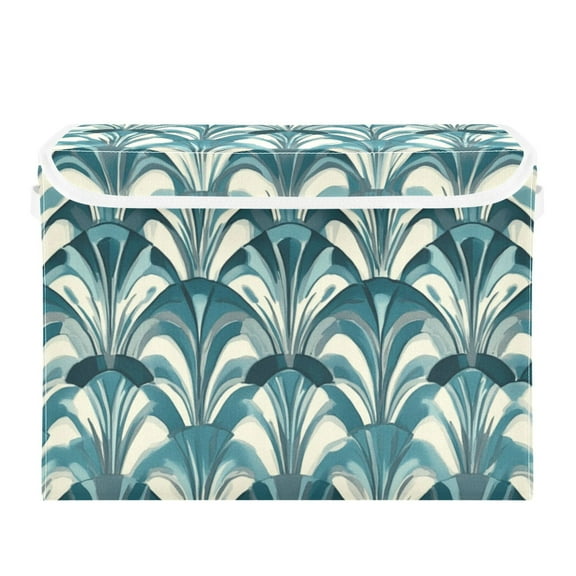 Art Deco Wallpaper Patterns Large Storage Bins with Linen Collapsible Lid Storage Box 16.7 x 12.6 x 11.8in