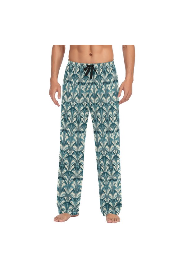 Art Deco Wallpaper Patterns Mens Pajama Pant Sleep and Lounge Bottons with Pockets