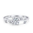 thumbnail image 1 of Art Deco Wedding Ring Round Simulated Cubic Zirconia 925 Sterling Silver Size 10, 1 of 4