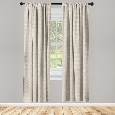 Art Deco Window Curtains, Symmetric Design Retro Pattern with Ogee Shapes Inspired Oval Forms Print, Lightweight Decor 2-Panel Set with Rod Pocket, Pair of - 28"x63", Warm Taupe White, by Ambesonne