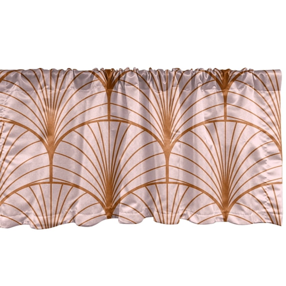 Art Deco Window Valance, Geometric Peacock Fan Shape Like Semi Circles Vintage Bicolour Design, Curtain Valance for Kitchen Bedroom with Rod Pocket, 54" X 18", Cinnamon and Blush, by Ambesonne