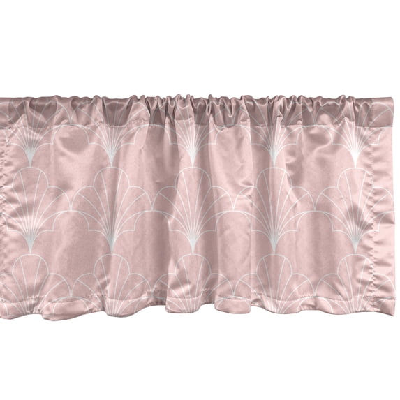 Art Deco Window Valance, Shell Look Simplistic Pattern with Vintage and Classical Style Motif Print, Curtain Valance for Kitchen Bedroom with Rod Pocket, 54" X 18", Rose and White, by Ambesonne