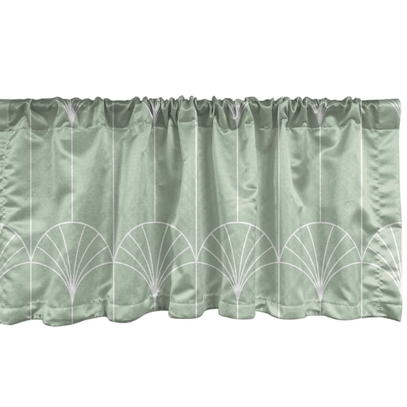 Art Deco Window Valance, Simple Lines Lattice Art Nouveau Style Vintage Grid Abstract Motif Print, Curtain Valance for Kitchen Bedroom with Rod Pocket, 54" X 18", Pale Green and White, by Ambesonne