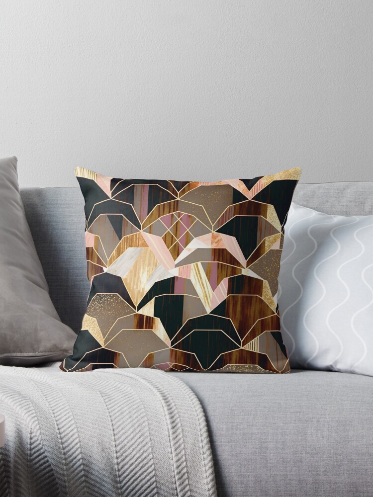 Art Deco design mixed rose gold Throw Pillow Covers Cases Cushion