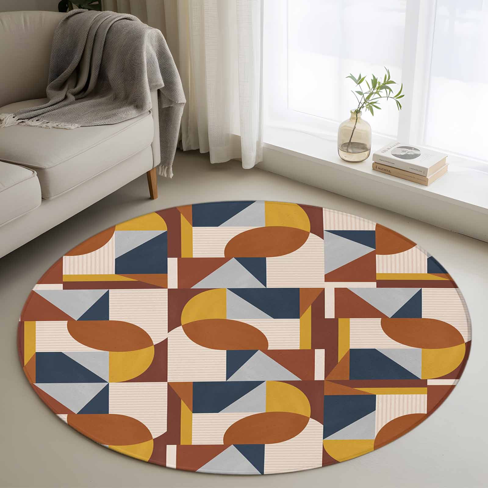 Art Decor 3FT Round Area Rugs for Living Room Mid-Century Modern ...