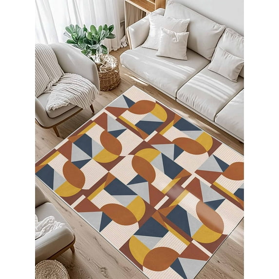 Art Decor Area Rug for Bedroom 5x7 Ft Mid-Century Modern Abstract Geometric Multi Color Super Soft fuzzy Throw Rug Non-Slip Fluffy Plush Indoor Floor Carpet for Living Room Nursery Home Decor