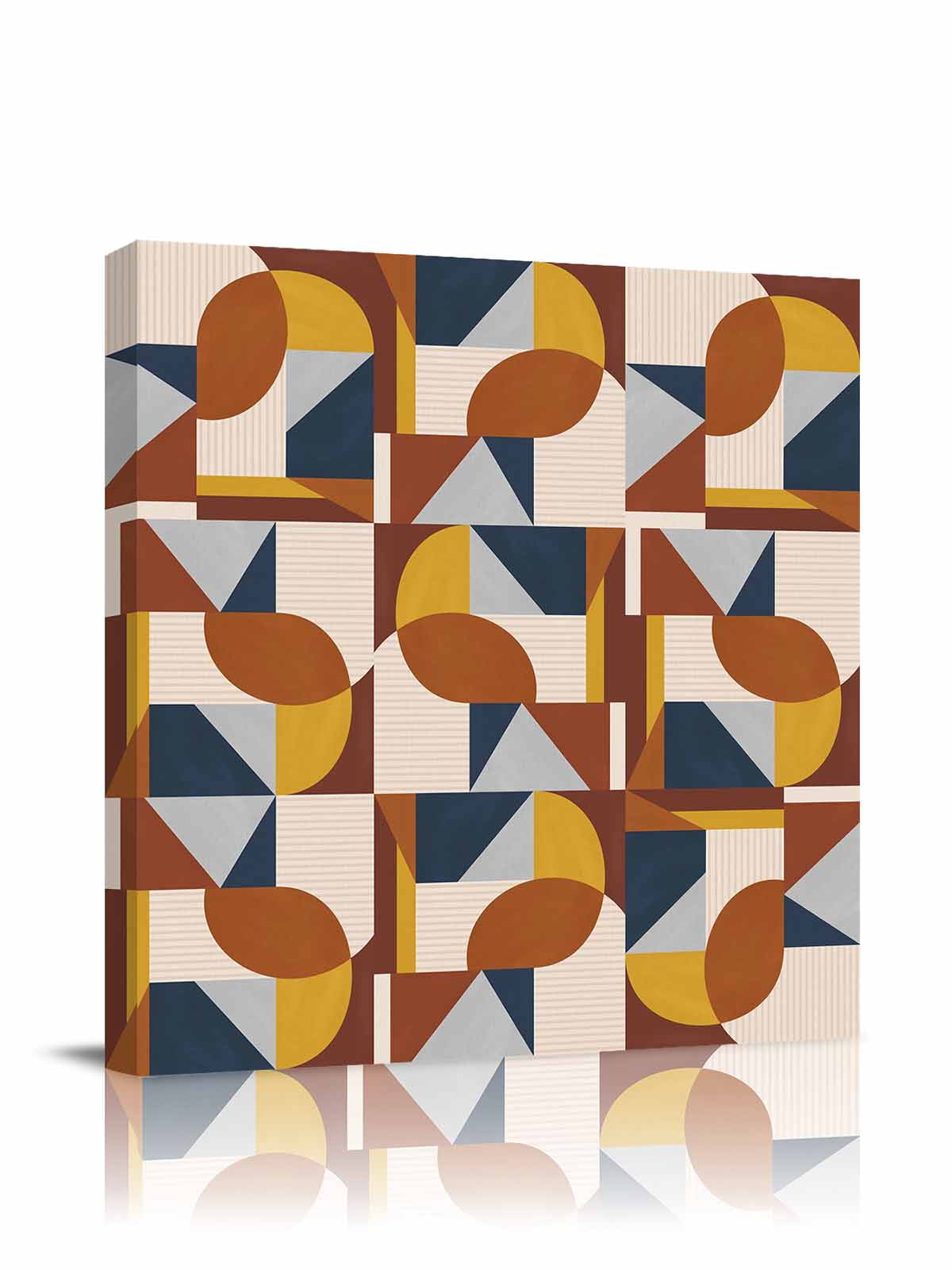 Art Decor Canvas Wall Art, Mid-Century Modern Abstract Geometric Multi ...