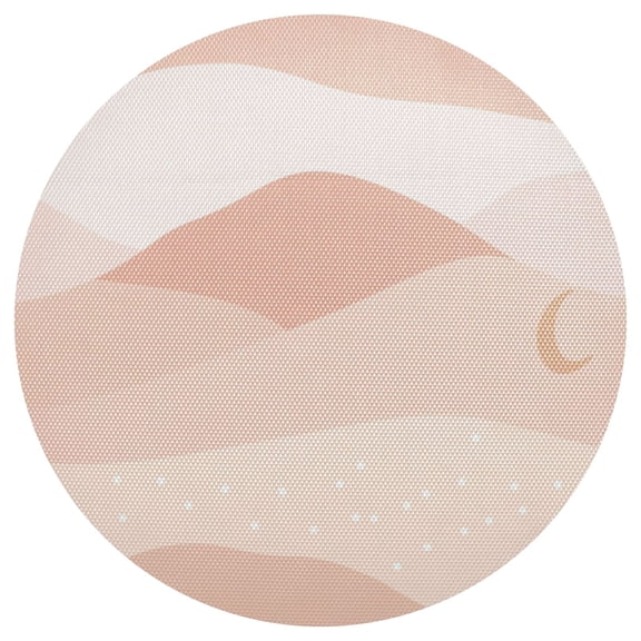 Art Desert Landscape Illustration 15.4in Diameter PVC Plate Mat, Heat-Resistant and Cuttable, Kitchen Decor