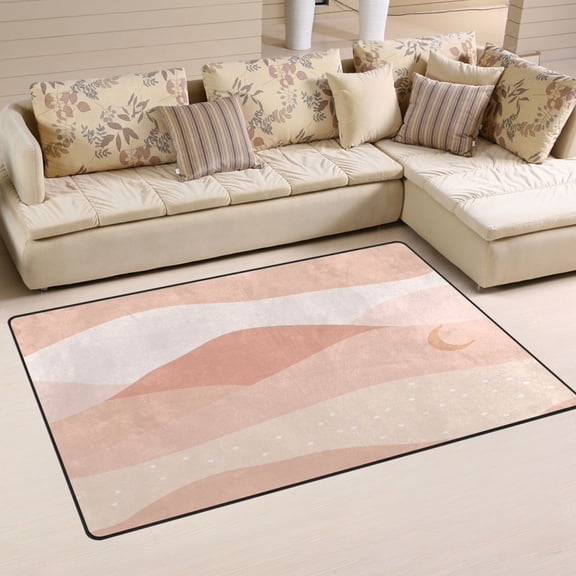 Art Desert Landscape Illustration Soft Polyester Area Rug 31''x20'', Non Slip, Memory Foam, Water Absorbent