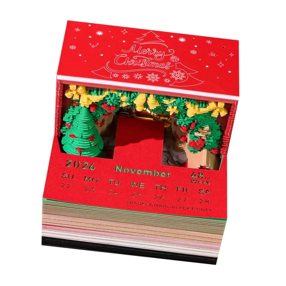 Art Desktop Calendar With Built In LED Lights Reusable Tear Away Design For Festive Decoration