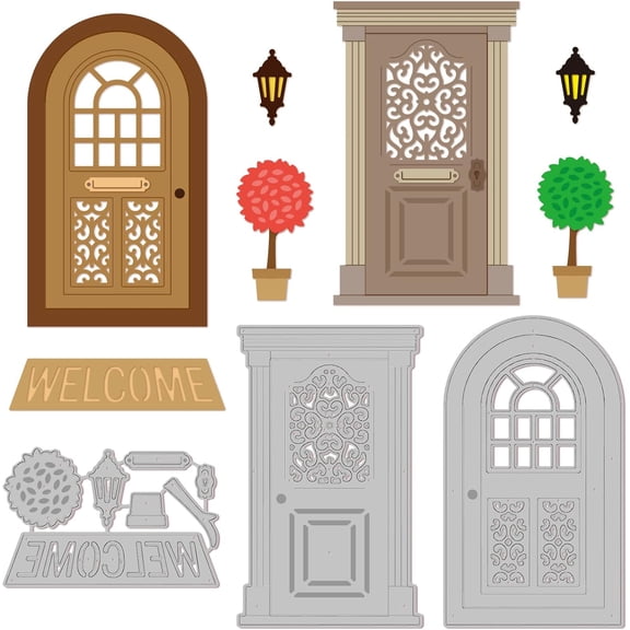 Art Doors Cutting Dies for Card Making Welcome Ground Mat Cut Die for DIY Scrapbooking Journal Embossing Paper Craft Decor Stainless Steel Color