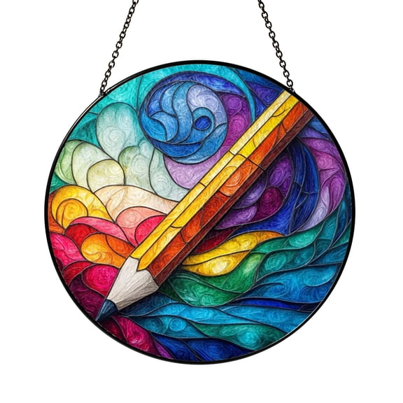 Art Drawing Theme Suncatcher Window Hanging, Creative Line Art Decor Ornament, Studio Window Accent, Unique Gift for Art Enthusiasts