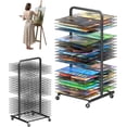 Art Drying Rack with 40 Removable Shelves, Mobile Metal Paint Drying ...