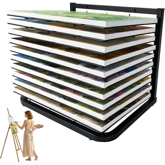 Art Drying Rack for Classroom - 10 Removable Shelves, Wall/Tabletop Art Rack & Storage Rack for Art Studio, Craft Room, Desktop - Canvas, Painting, Paper Drying Rack, Print Display Rack