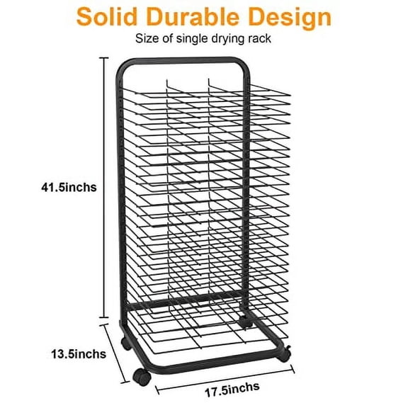 Art Drying Rack Removable Shelves, Mobile Paint Drying Rack with Four Lockable Wheels, Ideal for Schools and Art Studios