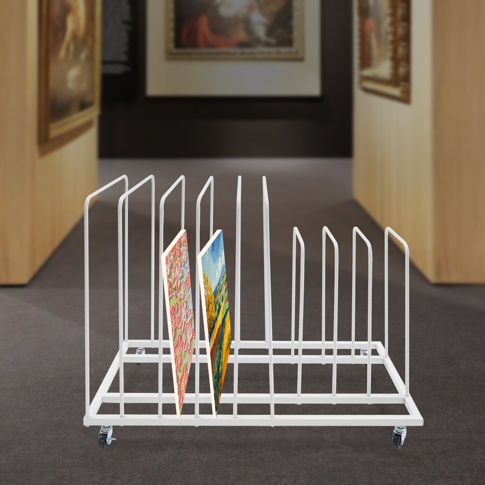 アート・デザイン・音楽 Cereal Drying Racks Art Drying Rack with Wheels, 33.46x17.32x27.17in White Iron, 9