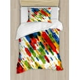thumbnail image 1 of Art Duvet Cover Set Twin Size, Diagonal Geometric Shapes Abstract Colorful Modern Design Vibrant Graphic Figures Print, Decorative 2 Piece Bedding Set with 1 Pillow Sham, Multicolor, by Ambesonne, 1 of 3