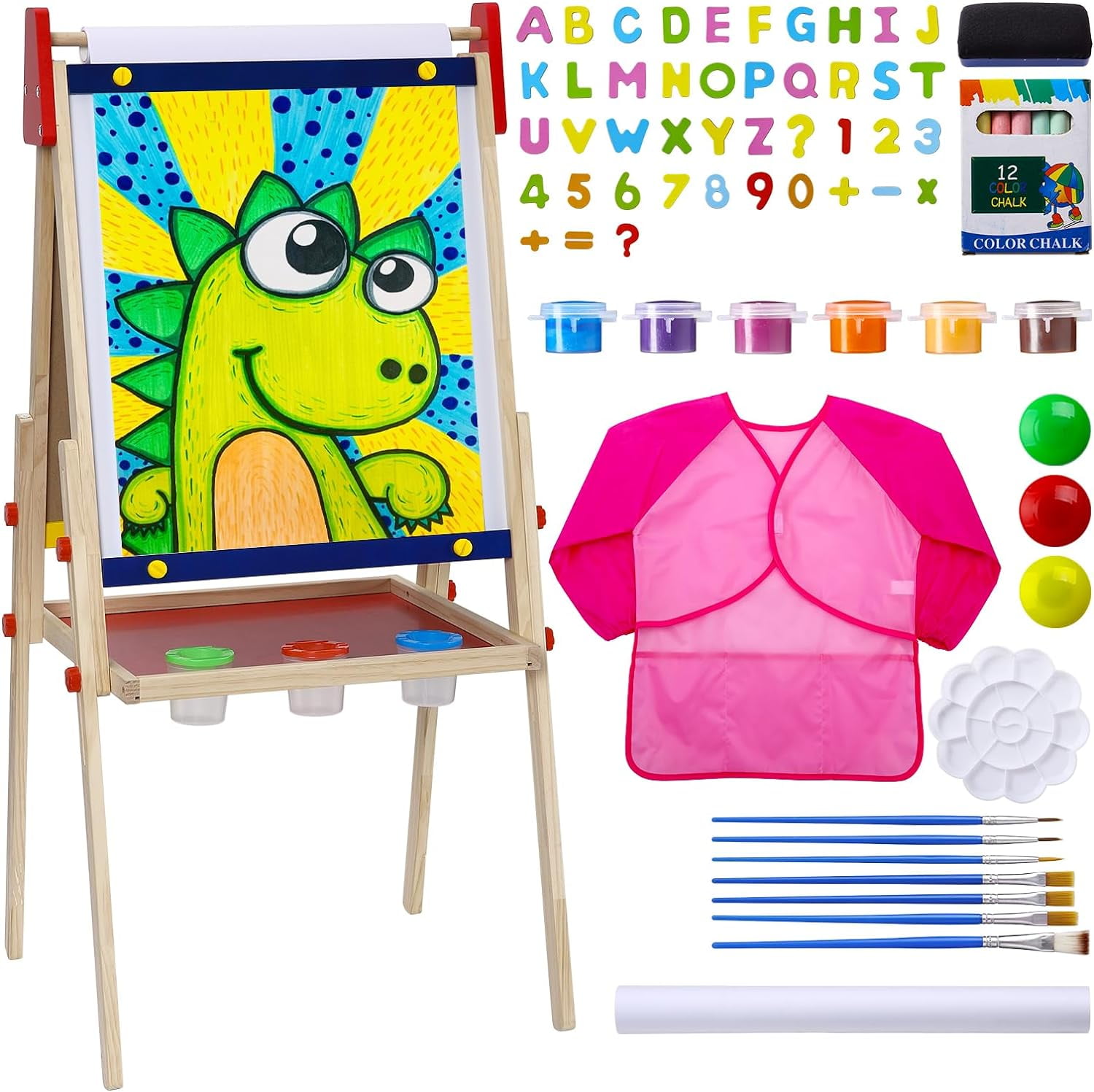 Art Easel for Kids, Adjustable DoubleSided Kids Art Easel with