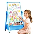 thumbnail image 1 of Art Easel for Kids, Double-Sided Magnetic Drawing Board, Toddler Toy Gift for Boys and Girls 3-5 Years Old, Blue, 1 of 10