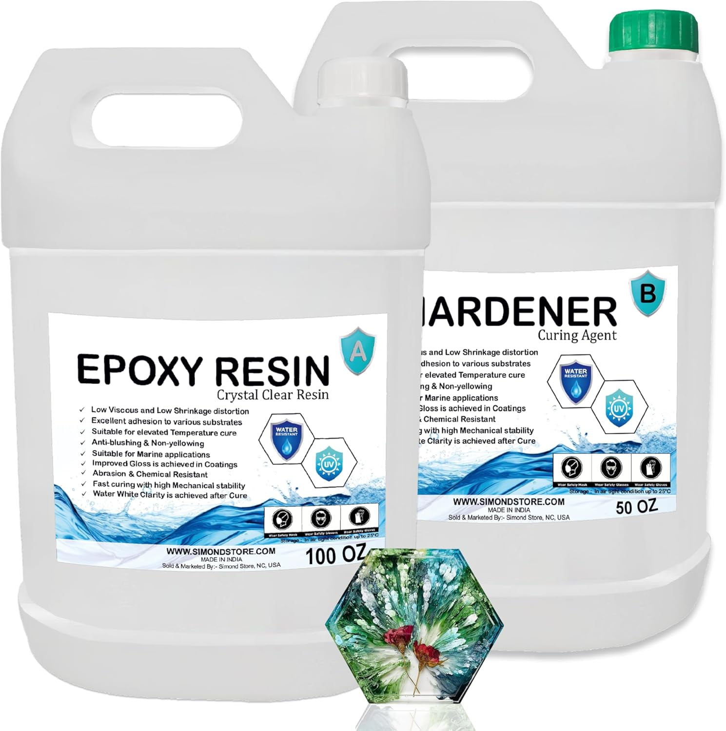Art Epoxy - Bar Top Epoxy Resin Gallon (100 Oz Epoxy + 50 Oz Epoxy Approx.) - Liquid Glass Epoxy for Tabletops, Countertops, Jewelry, Crafts, Art & More