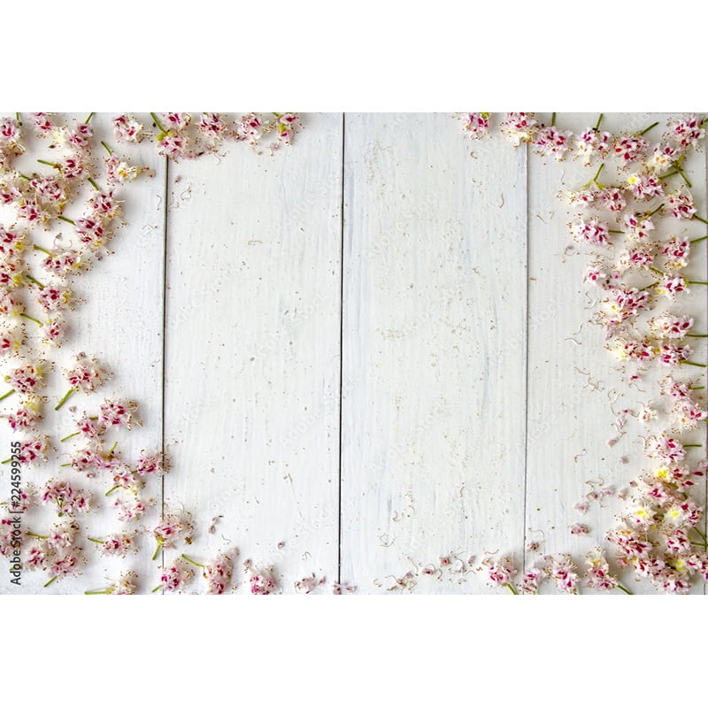 Art Fabric Photography Backdrop Simulated Flowers And Wooden Board 