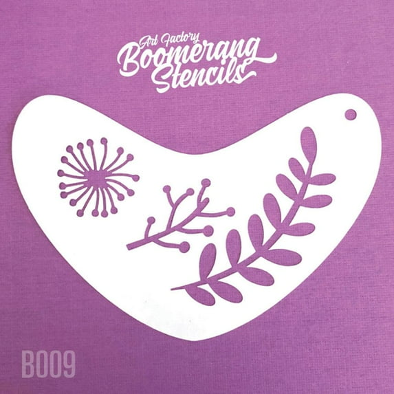 Art Factory Boomerang Stencil - Boho Leaves, Reusable Face Painting Stencil, Great for Fairs, Carnivals, Party and Halloween