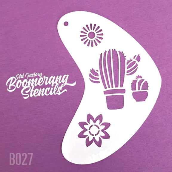 Art Factory Boomerang Stencil - Cactus, Reusable Face Painting Stencil, Great for Fairs, Carnivals, Party and Halloween