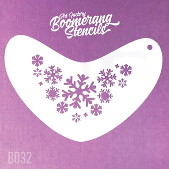 Art Factory Boomerang Stencil - Frozen Snowflakes, Reusable Face Painting Stencil, Great for Fairs, Carnivals, Party and Halloween