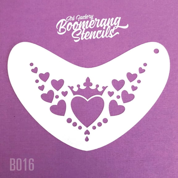 Art Factory Boomerang Stencil - Heart Crown, Reusable Face Painting Stencil, Great for Fairs, Carnivals, Party and Halloween