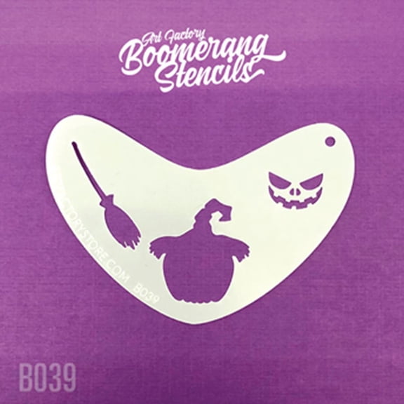 Art Factory Boomerang Stencil - Spooky Pumpkin, Reusable Face Painting Stencil, Great for Fairs, Carnivals, Party and Halloween