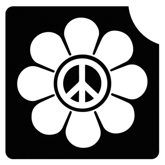 Art Factory Glitter Tattoo Stencil - Flower Power (5/pack), Temporary Tattoo Template for Kids Adults, Face Paint Stencil Body Art Stencil, Stencil for Face Painting, Party, Festival,2.6"x2.6"